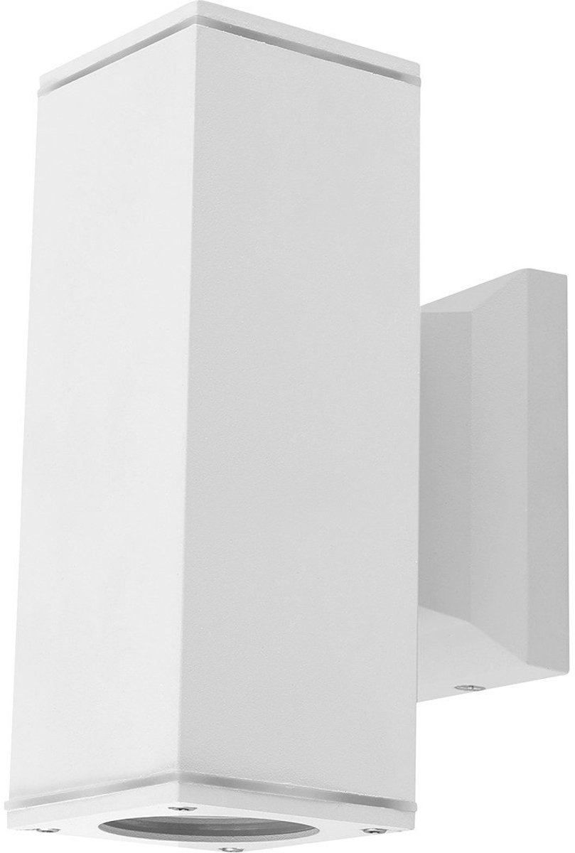 Buitenlamp vierkant wit | dubbele GU10 lampvoet voor twee spots | waterdicht IP65