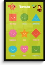 Poster in lijst - Fotolijst 60x90 cm - Posters - Vormen - Educatief - Leren voor kinderen - Groen - Posterlijst zwart - Kamer decoratie - Wanddecoratie kinderkamer - Muurdecoratie babykamer