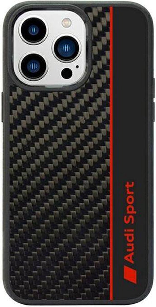 Audi Sport Carbon Fiber Back Case - Geschikt voor Apple iPhone 14 Pro (6.1") - Zwart