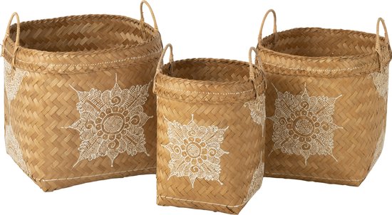 opbergmand set bamboe - 35x25x14cm - 32x22x12cm