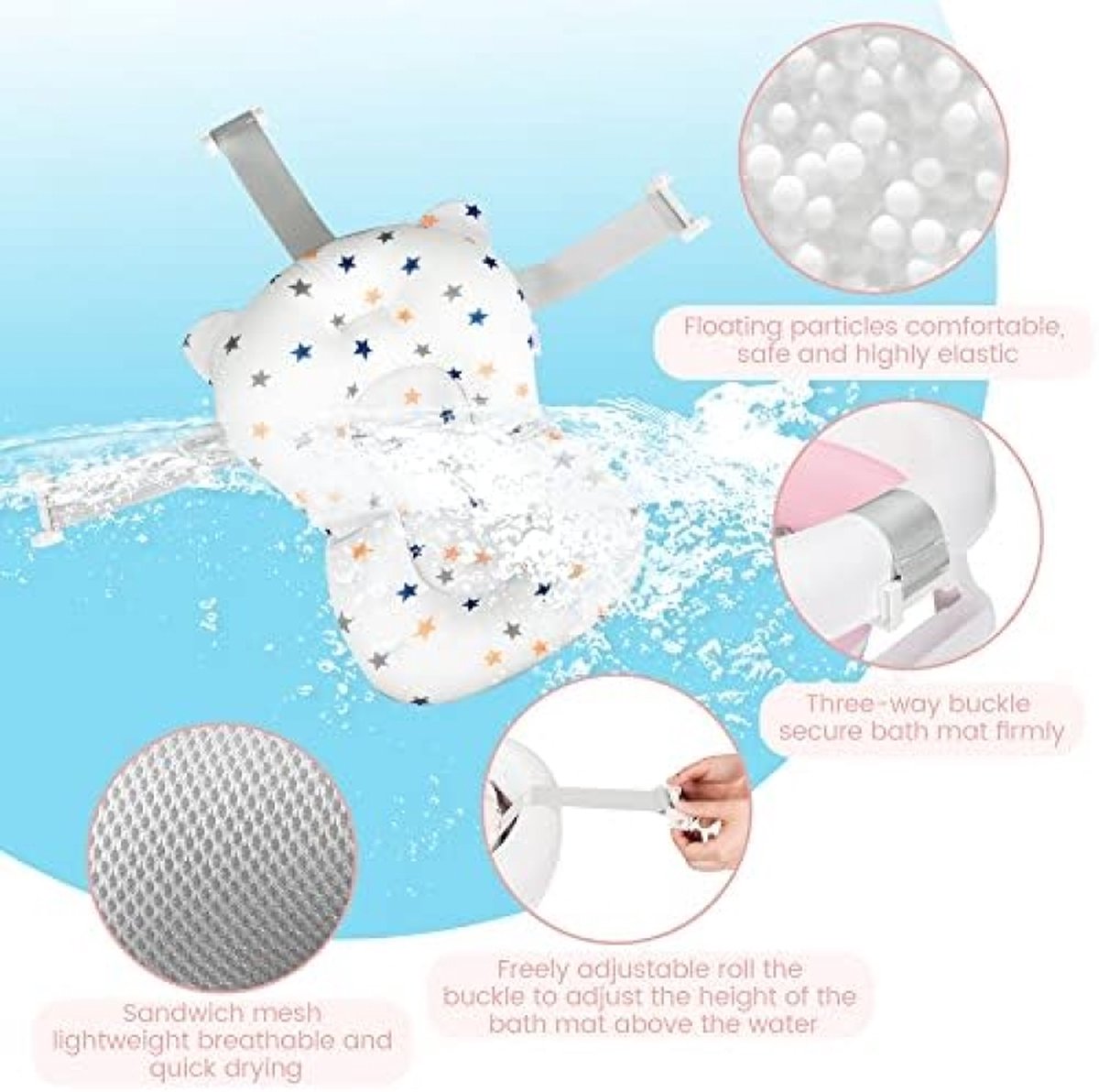 Grote Babybadkuip Met Temperatuursensor, Opvouwbare Babybadkuip Met Kussenpad, Antislip Steunpoot, Inklapbare Kuip Voor Peuter Baby Kinderen Badderen thumbnail 4