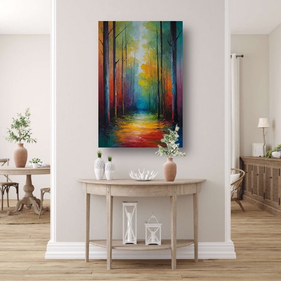 Bos glas schilderij - Natuur glasschilderij - Glasschilderij Pad - Landelijke schilderijen - Schilderijen plexiglas - Schilderijen acrylglas 50x75 cm