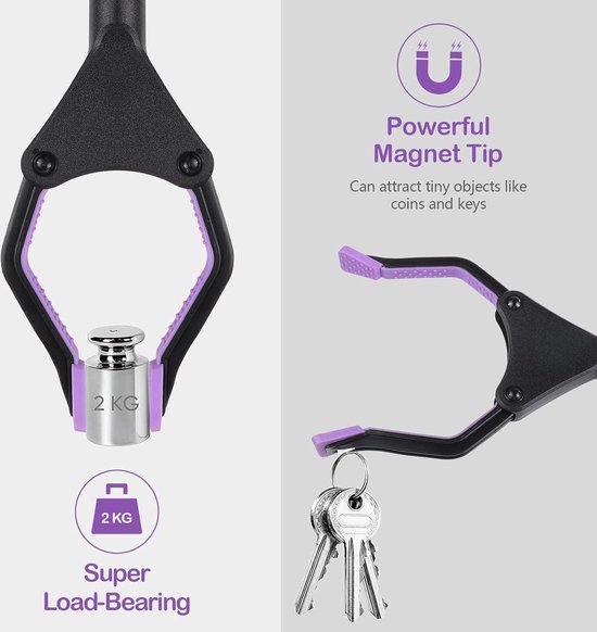 Kekoy 44 '' grijper grijper gereedschap met licht, extra lange kattenplukkers voor volwassenen grijperstok voor ouderen, helpende handgrijper voor gehandicapte hulpplukker bovenwerk, vuilnis ophalen