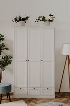Armoire Landwood 120cm avec 3 portes - blanc - Finori - Armoires de chambre à coucher - Blanc - MDF|Panneaux de particules - Armoires de chambre à coucher
