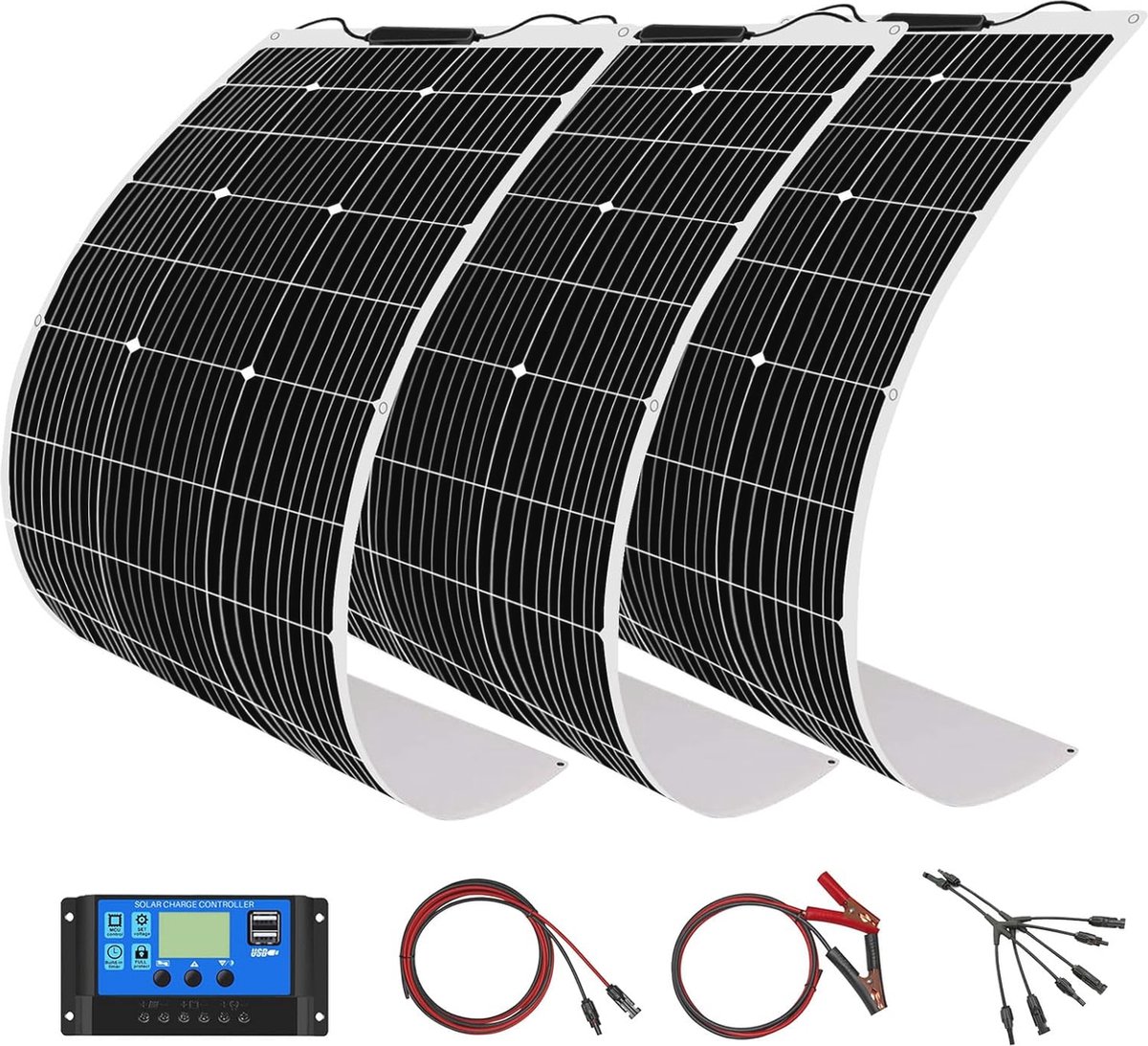 Zonnepaneel Off-Grid Kit 300W 12V Flexibel Solar Paneel met Zonnelaadregelaar voor Camper en Boot