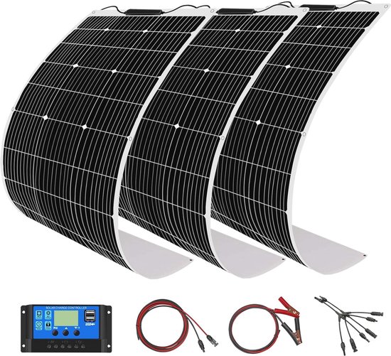 Zonnepaneel Off-Grid Kit 300W 12V Flexibel Solar Paneel met Zonnelaadregelaar voor Camper en Boot