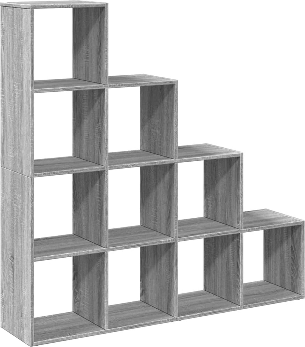 vidaXL - Kamerscherm - / - boekenkast - 131,5x29x131,5 - cm - hout - grijs - sonoma