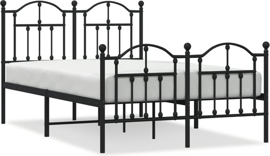 Yicensen Metalen Bedframe met Gebogen Hoofdeinde en Voeteneinde 90x190 cm, Eenpersoons Platformbed met Zware Metalen Latten voor Stabiele Ondersteuning, Geruisloos, Eenvoudige Montage, Zwart