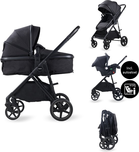 Novi Baby Jaxx 3-in-1 Kinderwagen - Zwart Melange - - Novi - €199,99