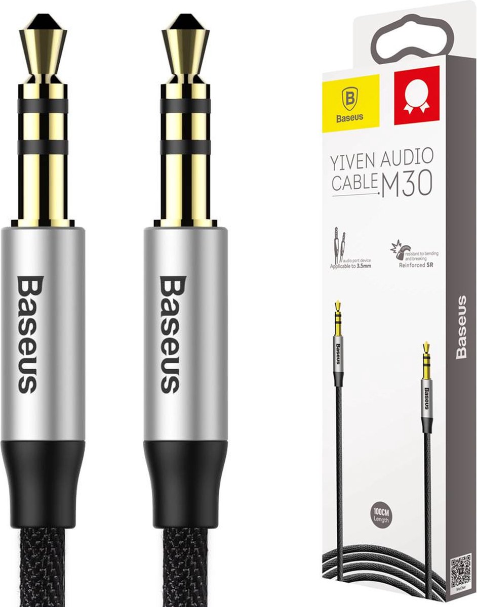 Baseus M30 audio kabel 1.5 meter 3.5mm audio jack - extra duurzame kabel - plug & play