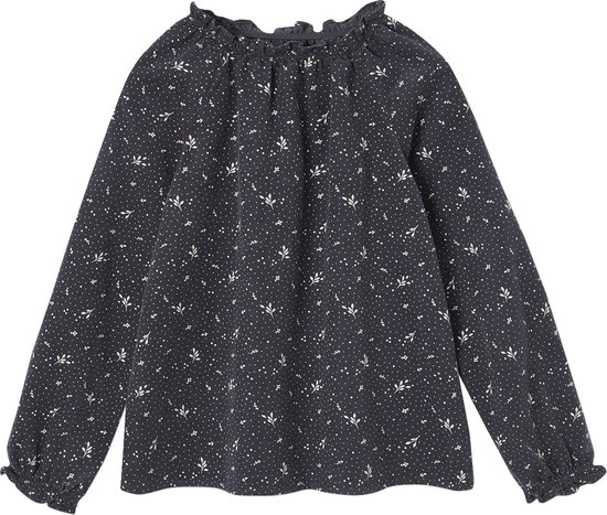 Vertbaudet Blouse à fleurs en velours milleraies fille