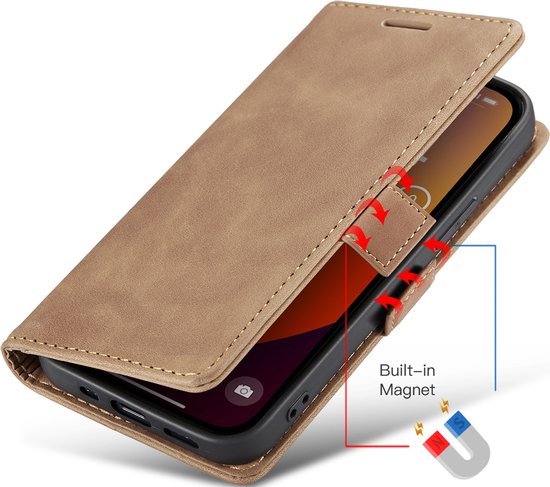 Multimédia et Accessoires de vêtements pour bébé Urban Book Case Étui adapté à Apple iPhone 16 Pro - Marron - Étui de téléphone - Avec Support - Porte-Cartes - Porte-Cartes - Fermeture Aimantée - Bookcase