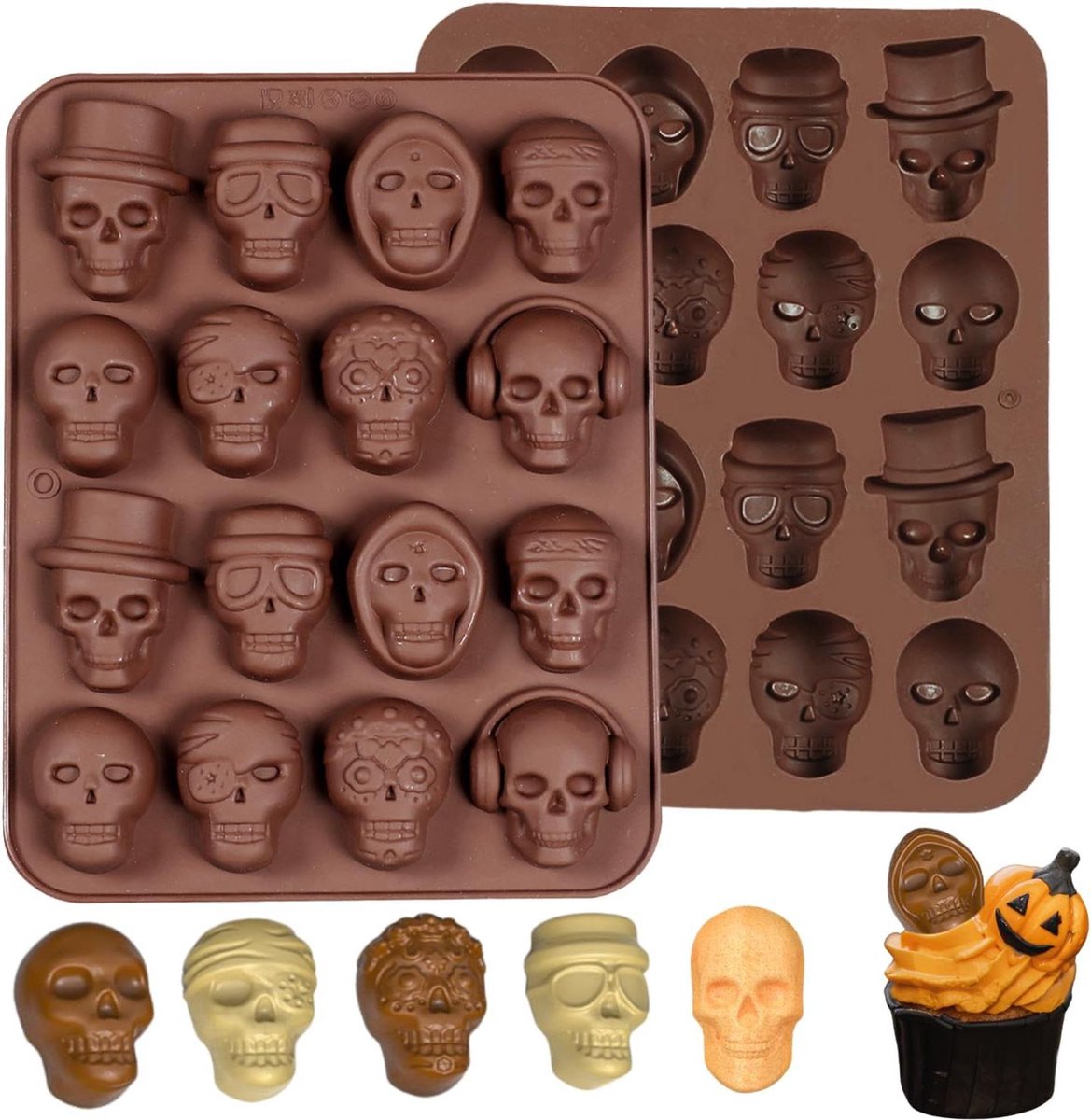 Chocoladevorm Siliconen - Bakvorm Siliconen Halloween spoken skelet doodskop koekjes snoep