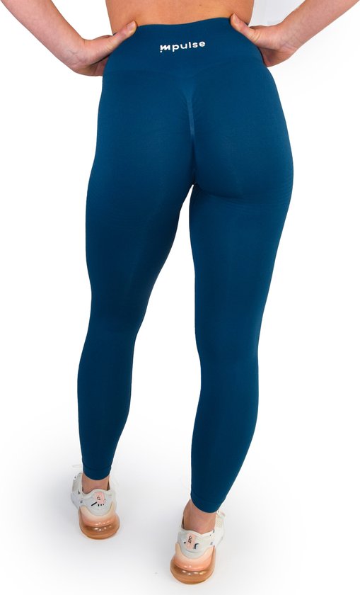 Sportlegging dames - Sportlegging scrunch - Sportlegging high waist - Shaping & squat-proof - Fitness & yoga legging - Impulse Fitwear - Blauw - Maat S van Merkloos — afbeelding 3