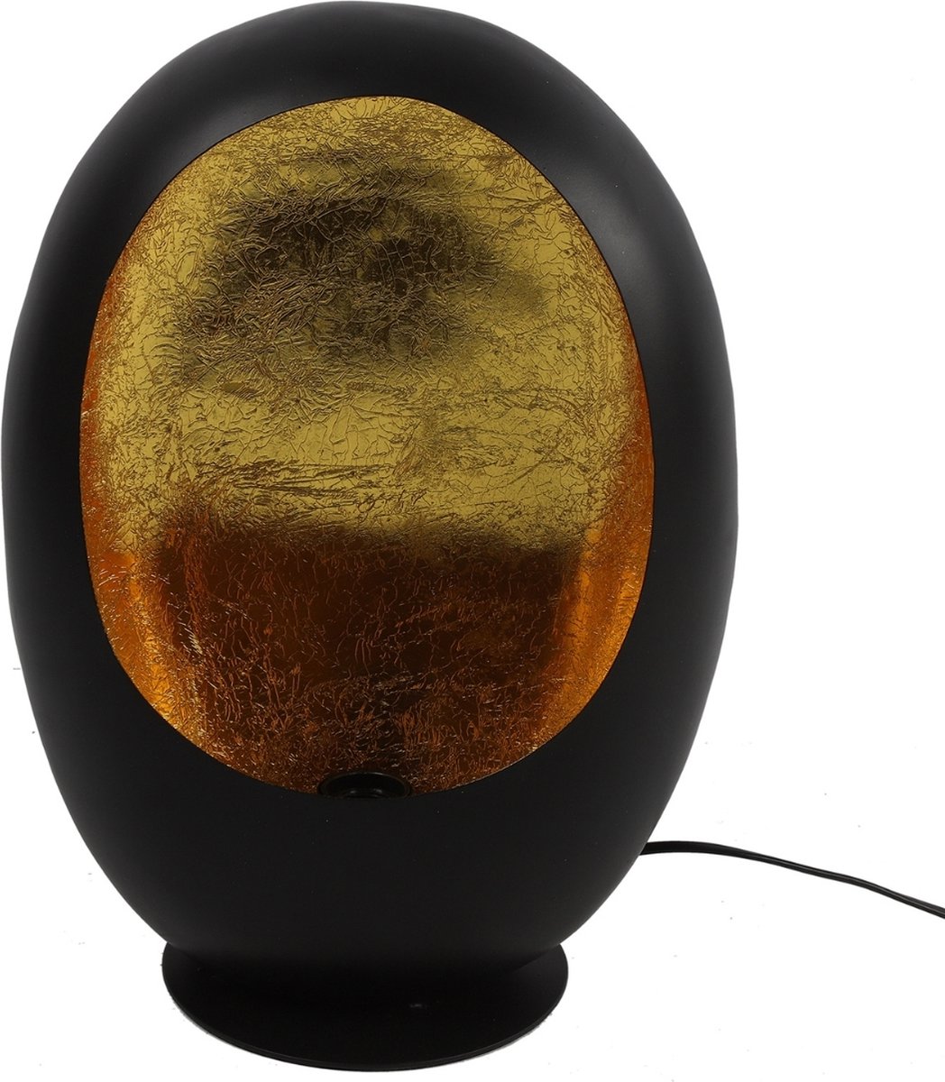 Tafellamp Eggy metaal zwart - Industriële - Tafellamp - Zwart - Goud - 44 cm - Eggy
