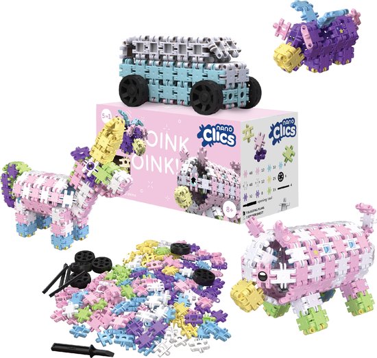 Nano Clics – Fantasy Builders 250 Piece Set – 5 in 1 Bouwblokken – SPEELGOED Gemaakt Van 100% RECYCLED Plastic – Speelgoed 8, 9, 10, 11, 12 jaar – Constructie Speelgoed