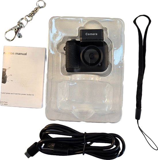 Mini Caméra DVR HD Numérique - Avec écran - Batterie 600 min - Porte-clés - Zwart - Caméra photo et vidéo - Avec flash pop-up -