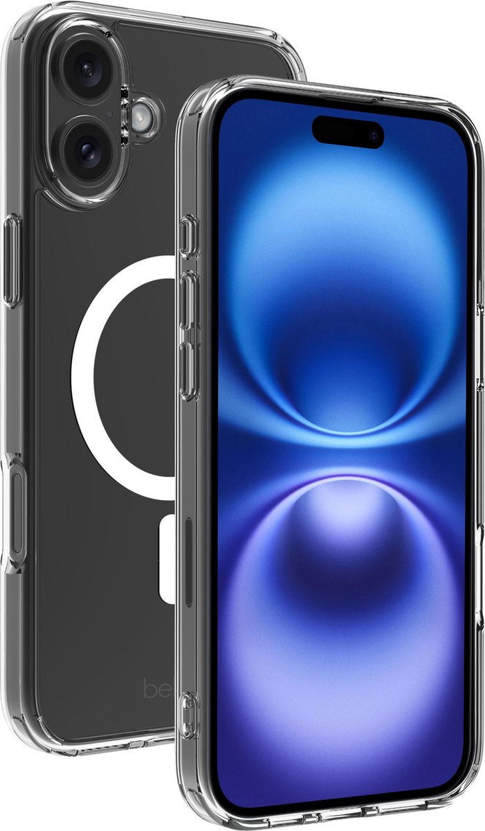 BeHello iPhone 16 Plus Clear case met magnetische ring transparant