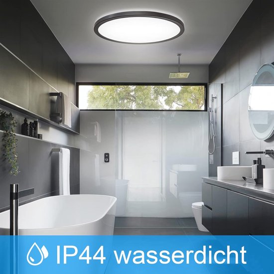 LUTW Badkamerlamp, 18W 1930LM Ultradunne LED Plafondlamp, 4000K Neutraal Wit, Waterdicht IP44, Koepelvormig, Modern, Plafondverlichting voor Slaapkamer, Keuken, Badkamer, Woonkamer, 22×1,7CM, 2 Stuks