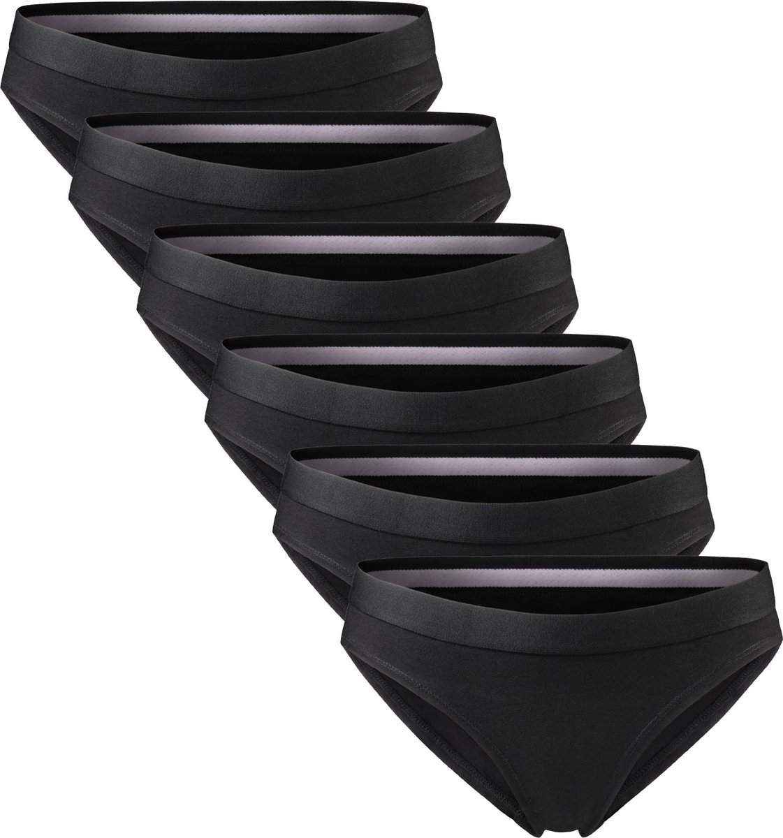 DANISH ENDURANCE Slips van biologisch katoen - Stikselvrij - Elastische Tailleband - voor Dames - 6-Pack - Zwart - Maat M