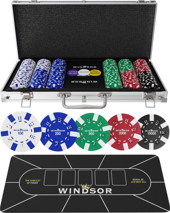 Windsor Poker Set - 300 jetons - PokerKleed - Blinds - Cartes - Jetons de poker - Jetons de Poker