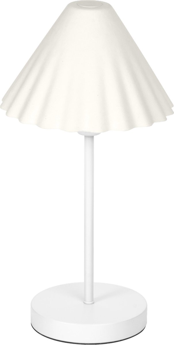 LEDVANCE tafellamp Decor Pulp wit van metaal en papier-maché, E14, dimbaar, 218 mm diameter, lampenkap van gerecycled materiaal, duurzaam dankzij vervangbare lichtbron, eenvoudig te installeren