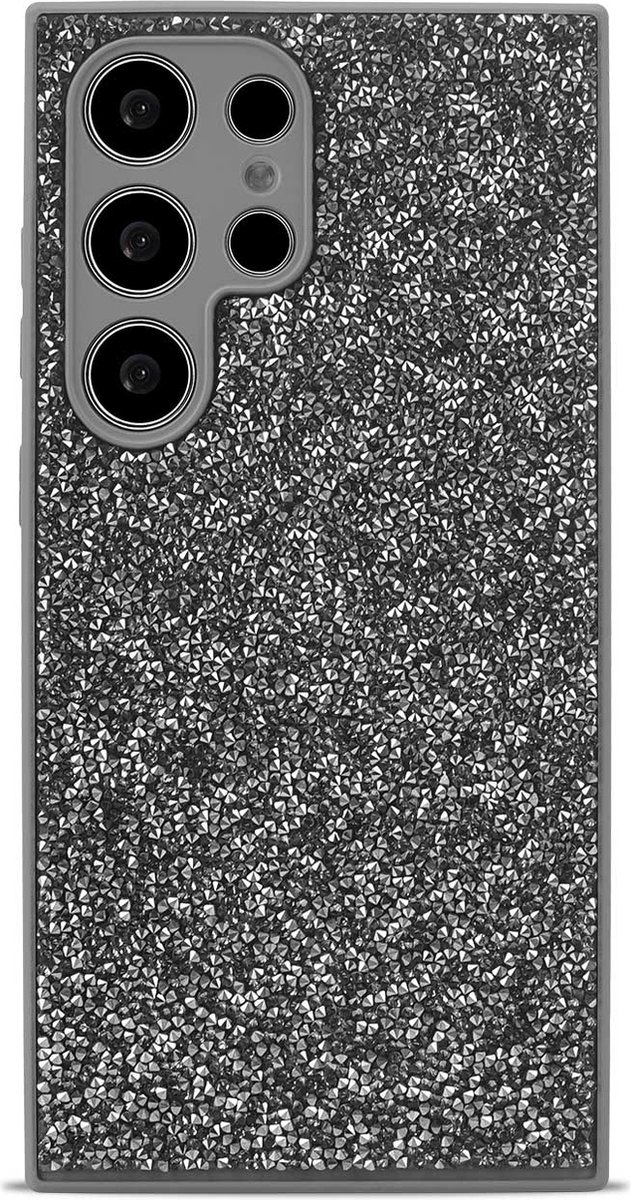 Casemania Hoesje Geschikt voor Samsung Galaxy S22 Ultra - Zilver - Diamant Glitter Back Cover