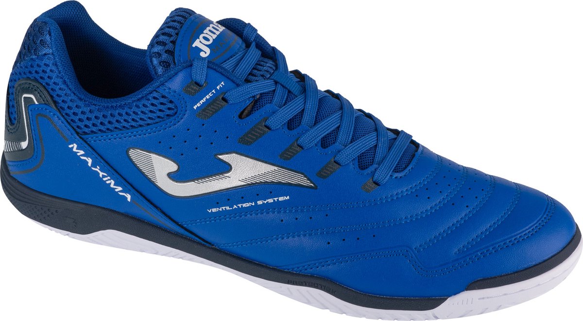 Blauwe Joma Maxima zaalvoetbalschoenen EU 42 met ademend bovenwerk en comfortabele pasvorm voor beginnende spelers.