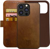 Rosso Element Geschikt voor Apple iPhone 16 Pro Max | Uitneembaar 2-in-1 Hoesje | Luxe Portemonnee | Back Cover en Book Case | Pasjeshouder | Bruin