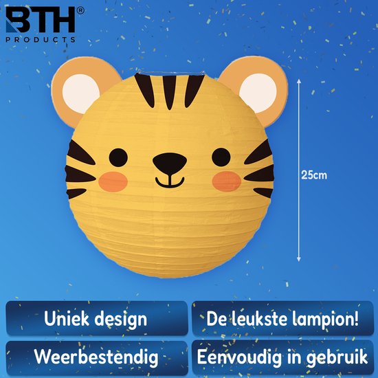 Sint Maarten Lampion Kind Treklampion Sint Maarten Dierenhoofdjes Jungle Feest Verjaardag Versiering Tijger - 1 Stuk — afbeelding 3