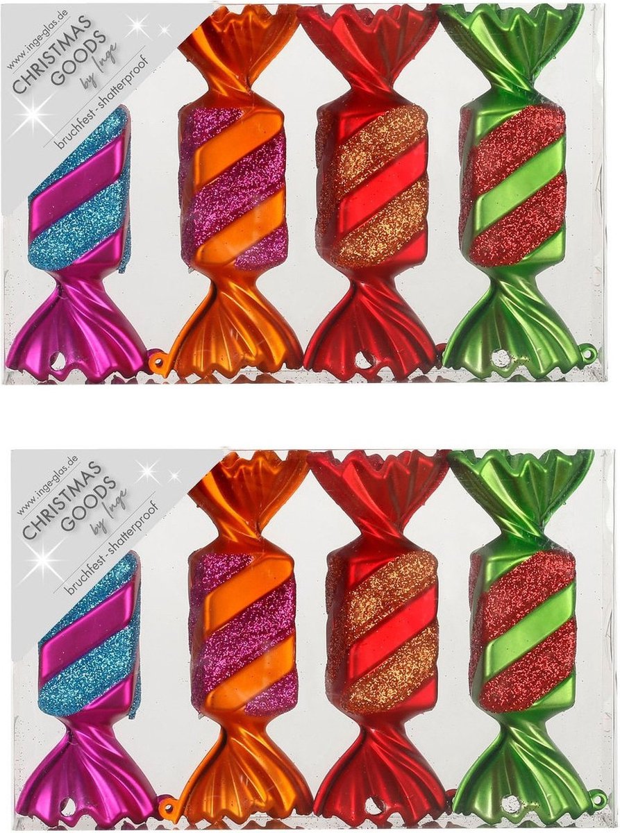 Christmas goods Kersthangers - 8x - snoepjes - gekleurd - 10.5 cm - kerstversiering Multi
