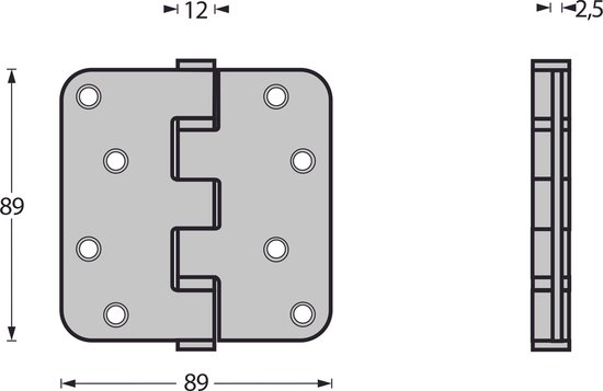 Charnière à roulement à billes Intersteel arrondie - jusqu'à 70 kilos - noir mat