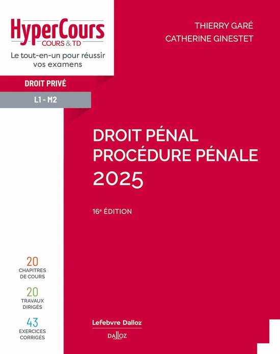 HyperCours - Droit pénal. Procédure pénale 2025 16ed - cover