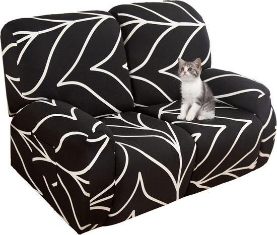 Relax 2-zits verstelbare bankhoes, universele Relax 1-zits fauteuilhoes met tas, 6-delige wasbare bankhoezen met patroon, massagebankhoezen, zwarte lijn