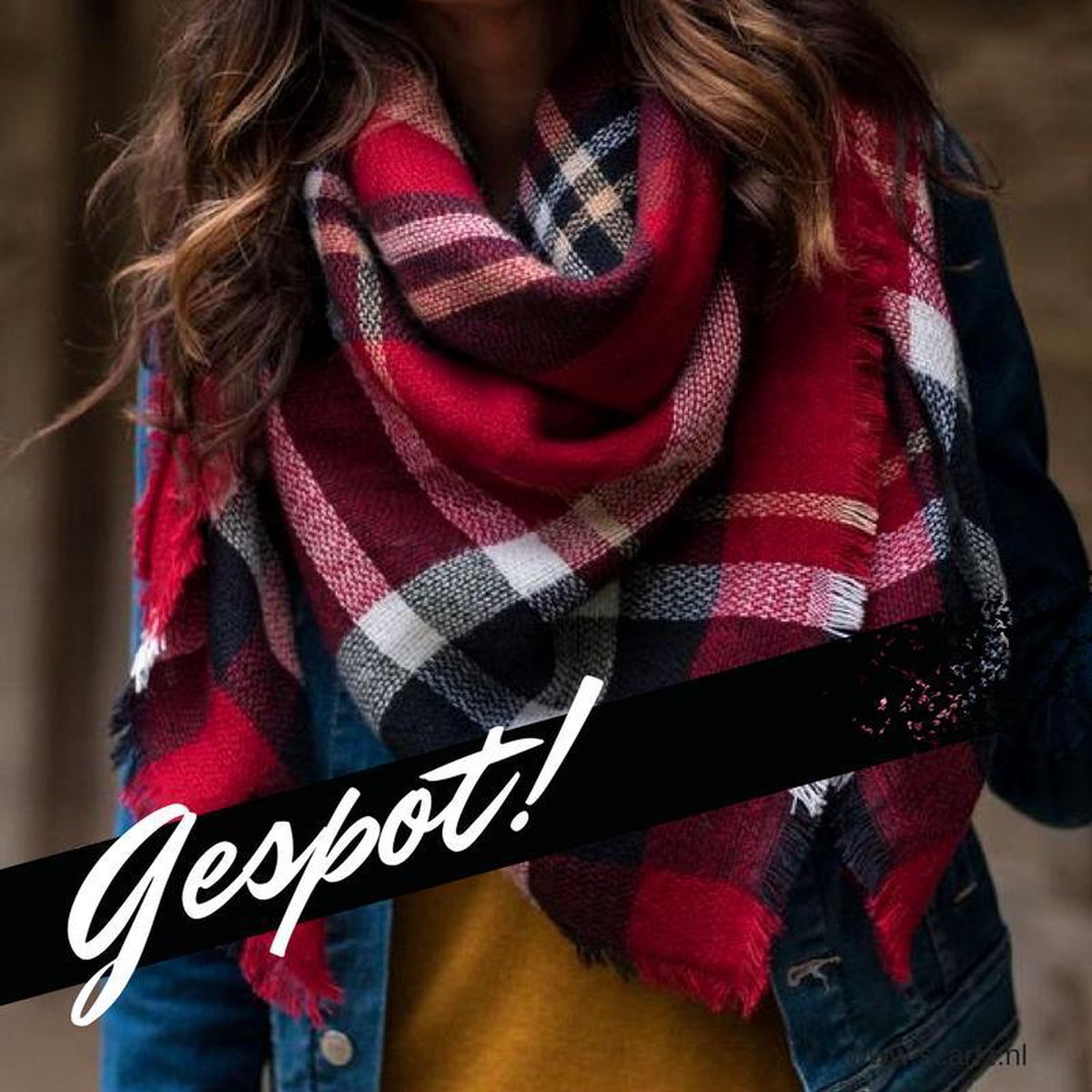 Trendy vierkante dames sjaal rood geruit | bol.com