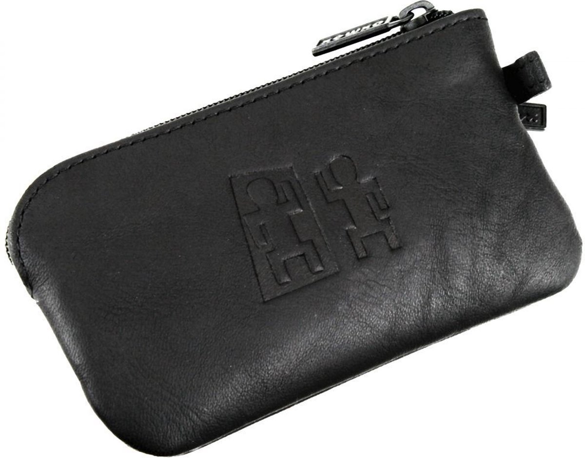 oxmox Leren sleutelgeval Leather Keyholder Pure Metal Round Black zwart