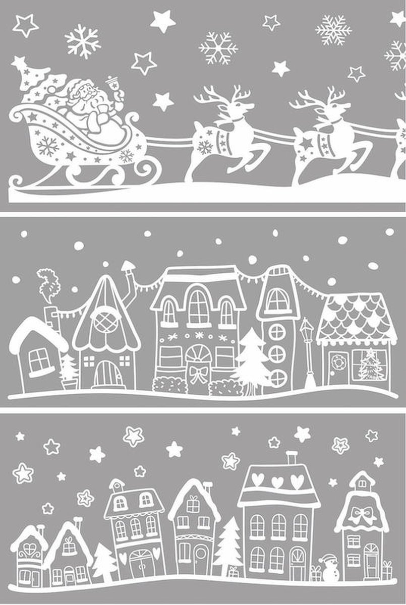 Anna's Collection - Raamsticker kersthuisjes en kerstman 3 assorti...