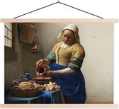 Support mural pour affiche inclus. Affiche 120 x 90 cm - Affiche scolaire - La Laitière - Tableau de Johannes Vermeer - Affiche textile - Lattes vierges