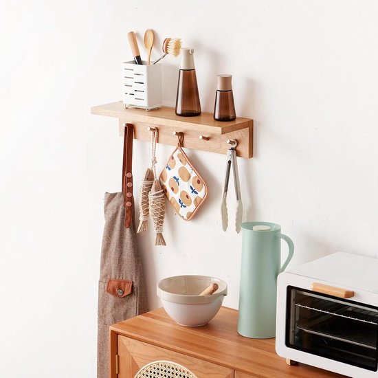 Kapstok 5×2 Haken Wandkapstok 80cm Industrieel hout – Musson Shop