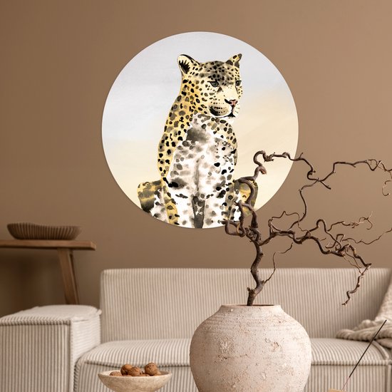 WallCircle® - Papier peint cercle 50x50 cm - Stickers muraux Animaux - Jungle - Léopard - Cercle mural - Accessoires chambre d'enfant - Décoration chambre bébé - Cercle mural autocollant