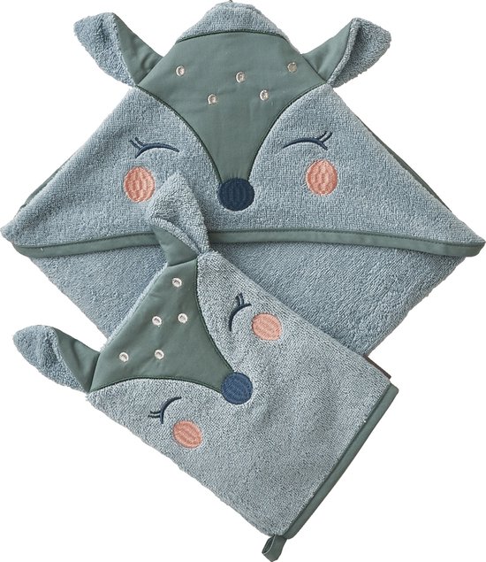 Vertbaudet Cape de bain + gant de toilette Cerf
