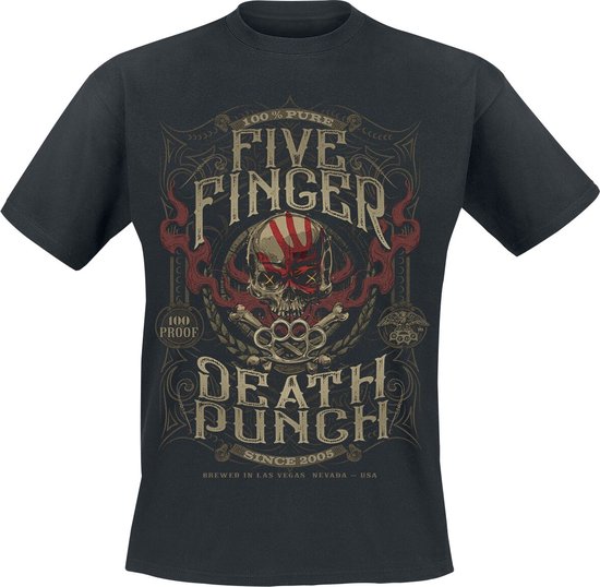 Foto: Five finger death punch 100 proof t shirt heren t shirt zwart m