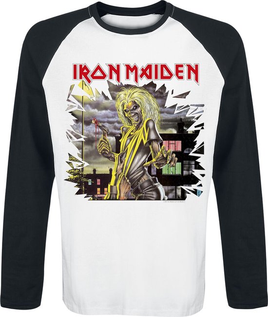 T-shirt manches longues Iron Maiden Killers Shatter Blanc-Noir M