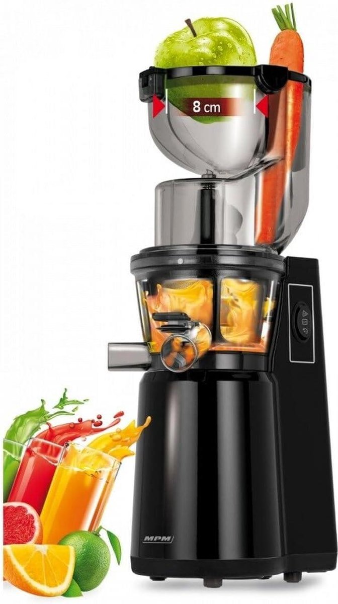 Koudpersmixer voor groenten en fruit - lage snelheid 60 omw/min - slowjuicer met 2 netmaten - achteruitfunctie - 200 W sapcentrifuge groenten en fruit van Merkloos — afbeelding 2
