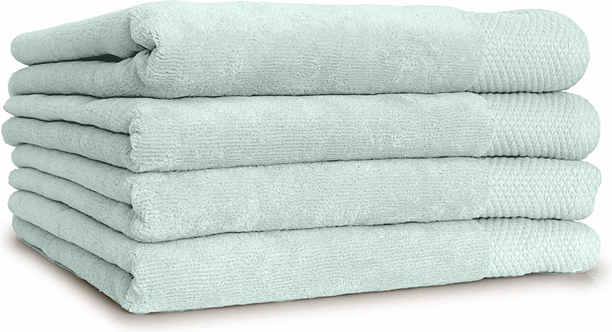 LINNICK Diamond Velours Handdoeken Set - Set van 4 - Handdoek 60x110cm - 550 gr/m2 - 100% Katoen - Soft Green