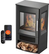 Elektrische kachel – Sfeerhaard – Thermostaat – Timer - Afstandsbediening - WiFi APP bediening – 1800W – Zwart – Bijverwarming – Ventilatorkachel – Heater – Elektrische verwarming – Convectorverwarming - Haard - Openhaard
