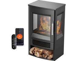 Elektrische kachel – Sfeerhaard – Thermostaat – Timer - Afstandsbediening - WiFi APP bediening – 1800W – Zwart – Bijverwarming – Ventilatorkachel – Heater – Elektrische verwarming – Convectorverwarming - Haard - Openhaard