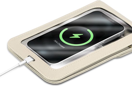 Étui pour téléphone portable compatible avec Apple iPhone 12 en BLANC. Étui Housse Sac à main pour femme.