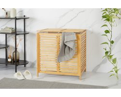 Lifa Bathing Dubbele bamboe wasmand - 2 vakken - Polyester&Bamboe - draagvermogen 10kg - 60x40x58cm