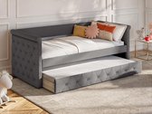 Vente-unique Bedbankje stof grijs 90 x 190 cm LOUISE